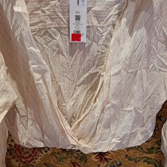 Crossover cropped striped shirt 100% Cotton - Picture 11 of 12